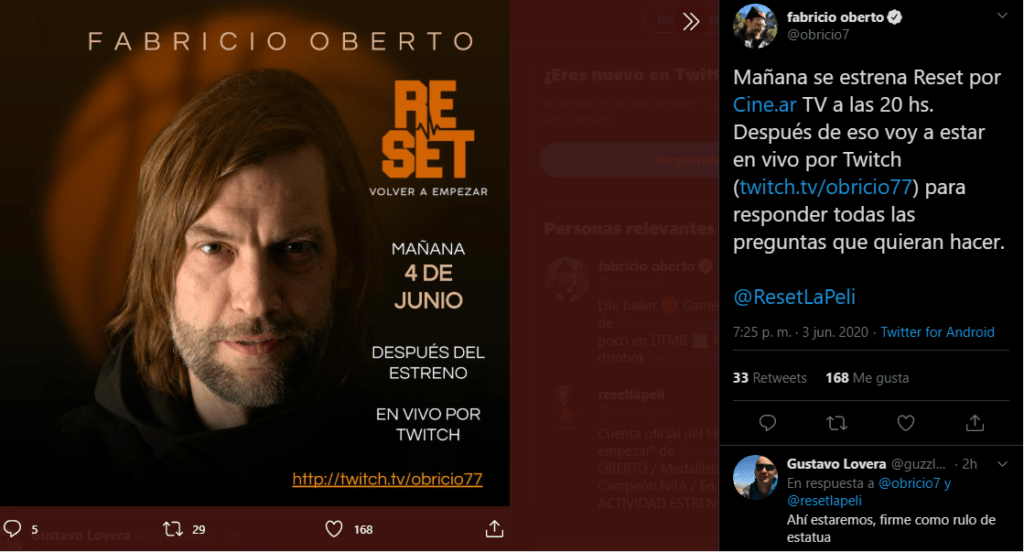 Día, hora y dónde ver el estreno de "Reset", la película de Fabricio Oberto 3 2024