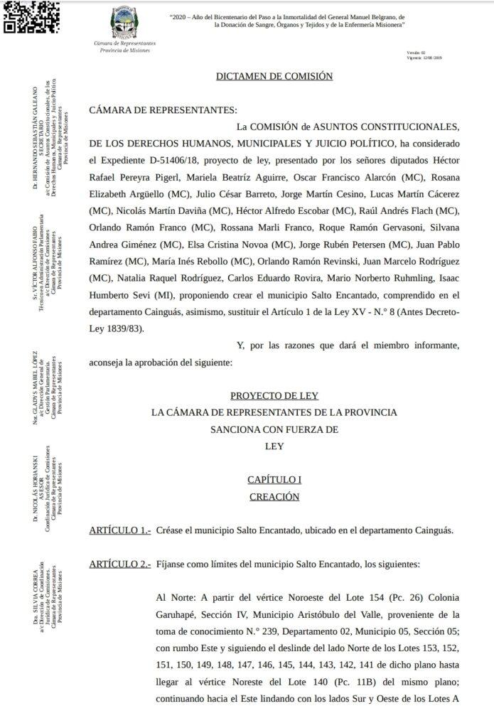 Legislatura: Luz verde para la creación de un nuevo municipio en Misiones 3 2024