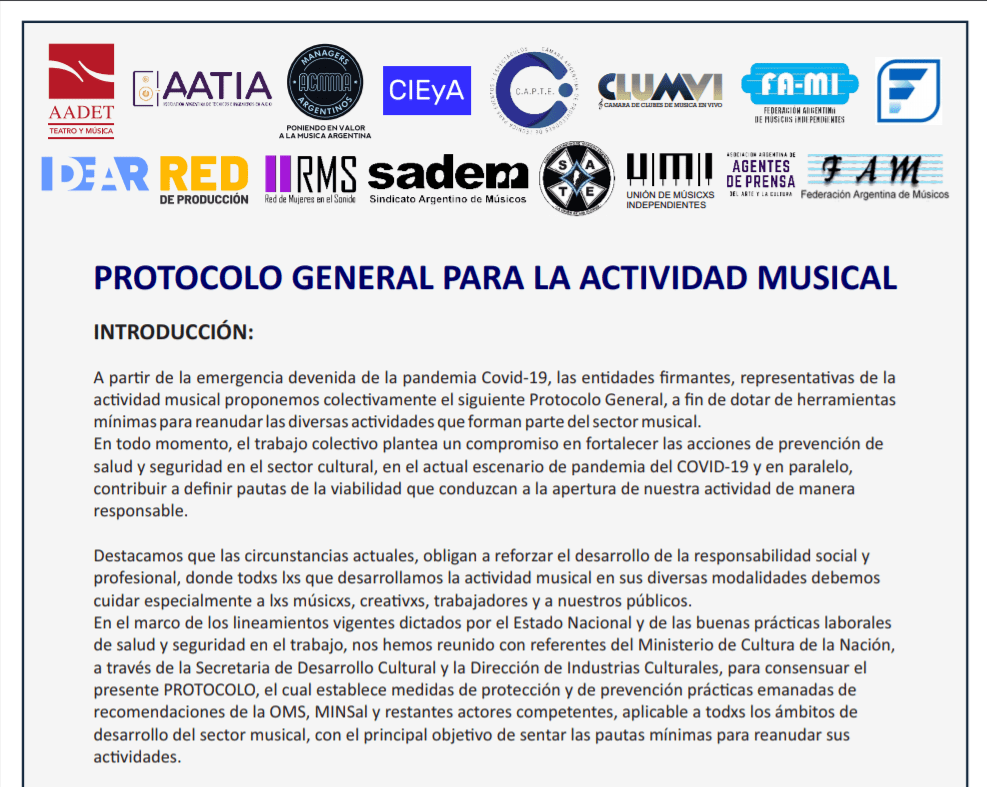 Aprobaron protocolo para música sin público en Fases 3 y 4 5 2024