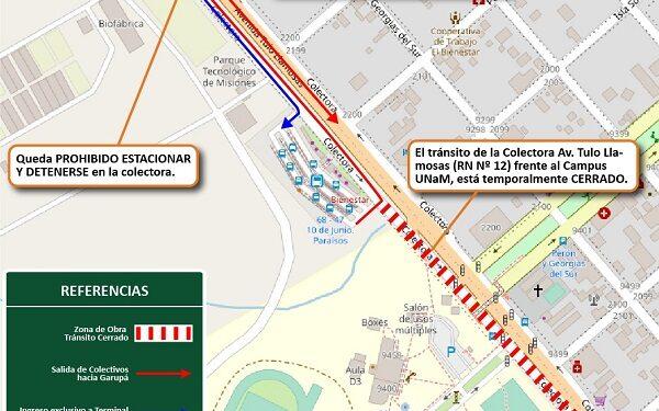 Tránsito en Posadas: desde este lunes restringirán el paso por Ruta 12 frente al Campus 1 2024