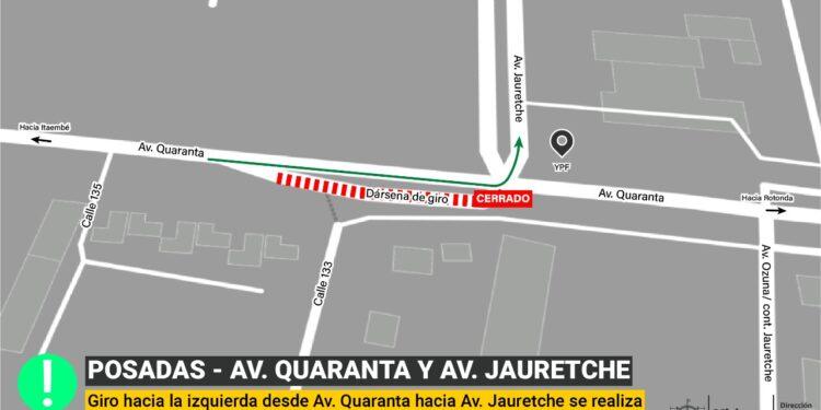 Travesía Urbana: Se deberá girar desde calzada principal en Avenida Quaranta y Jauretche 1 2024